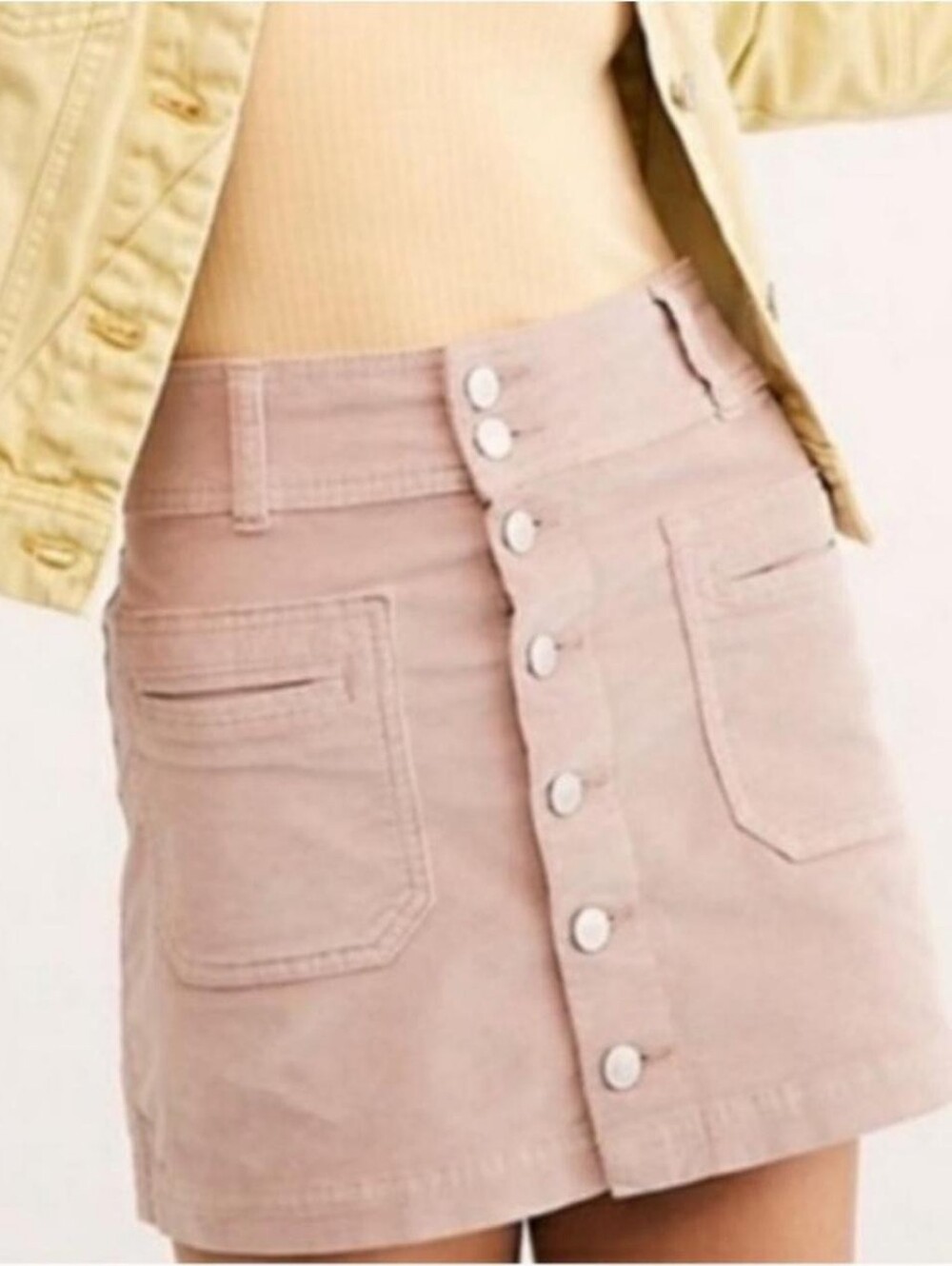 We The Free Pink Corduroy Mini Skirt